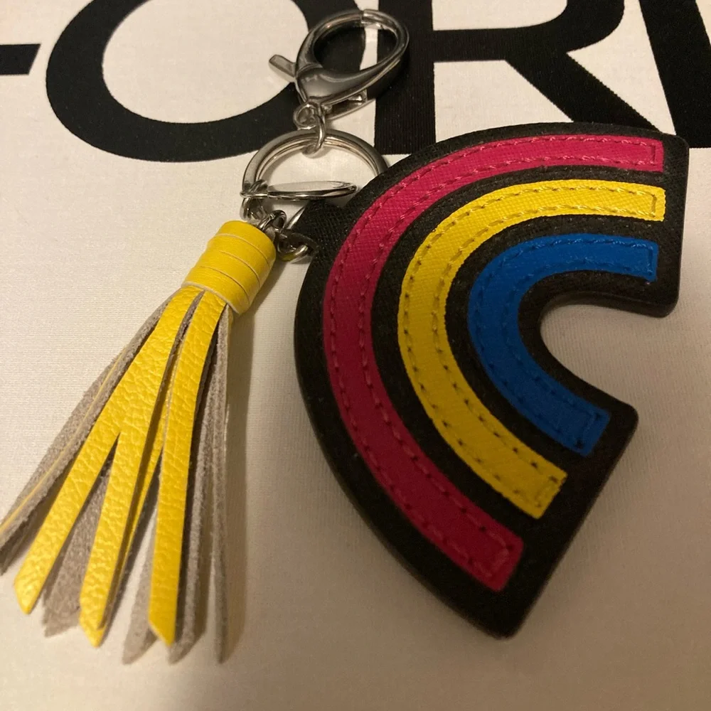 Rebecca Minkoff Rainbow 🌈 Pride Keychain Yellow Tassel Silver